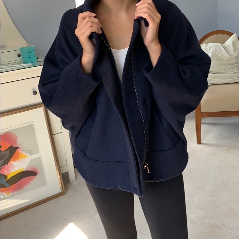 Cape jacket, Navy blue, made in Korea